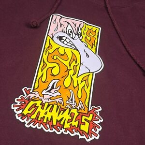 Channel 5 Hoodie Mens Large Red Maroon Graphic Journalism Fire Birds